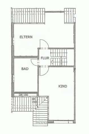 Grundriss Wohnen, Küche und Gäste-WC